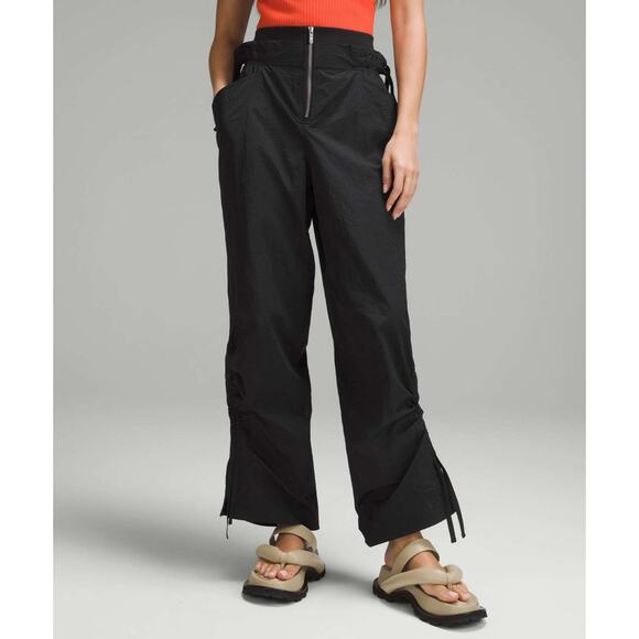 Lululemon Cinchable Wide Leg High Rise Ruched Black Pants - Picture 1 of 5